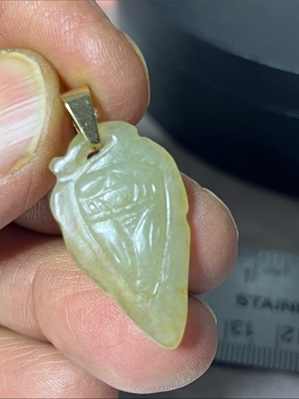 Vintage Chinese Jade Cicada Pendant Hand Carved Asian OLD